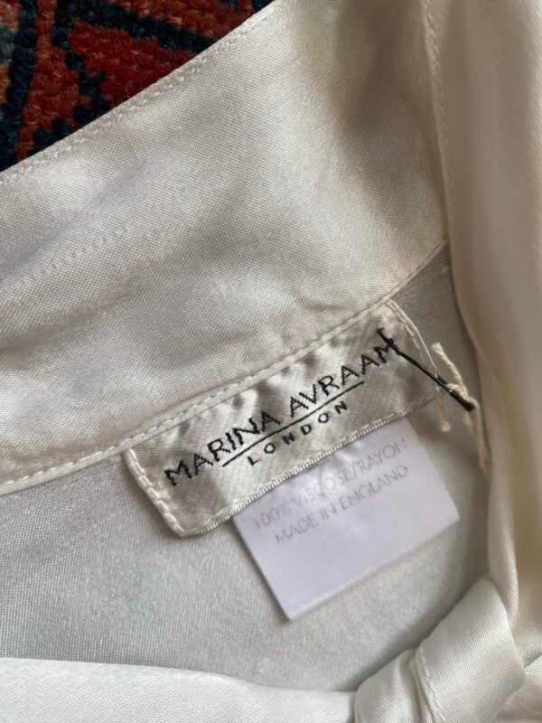 1990s Marina Avraam Tie Neck Satin Vintage Blouse. UK 10. - Image 5