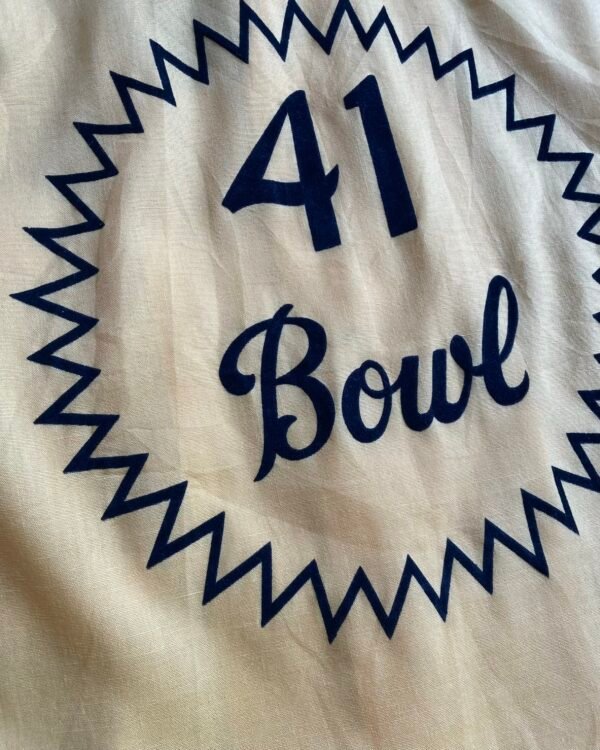 1950s Hilton Flocked Print Vintage Bowling Shirt. Medium/Large. - Image 2