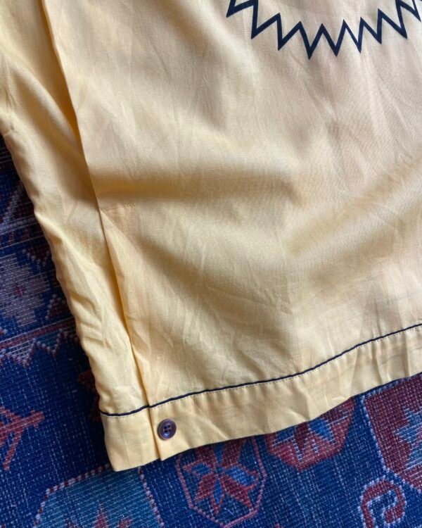 1950s Hilton Flocked Print Vintage Bowling Shirt. Medium/Large. - Image 3