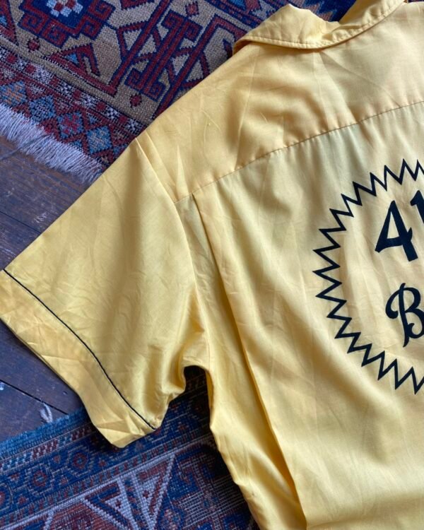 1950s Hilton Flocked Print Vintage Bowling Shirt. Medium/Large. - Image 4
