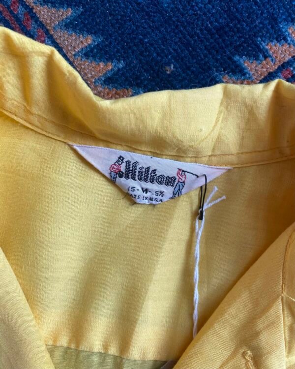 1950s Hilton Flocked Print Vintage Bowling Shirt. Medium/Large. - Image 9