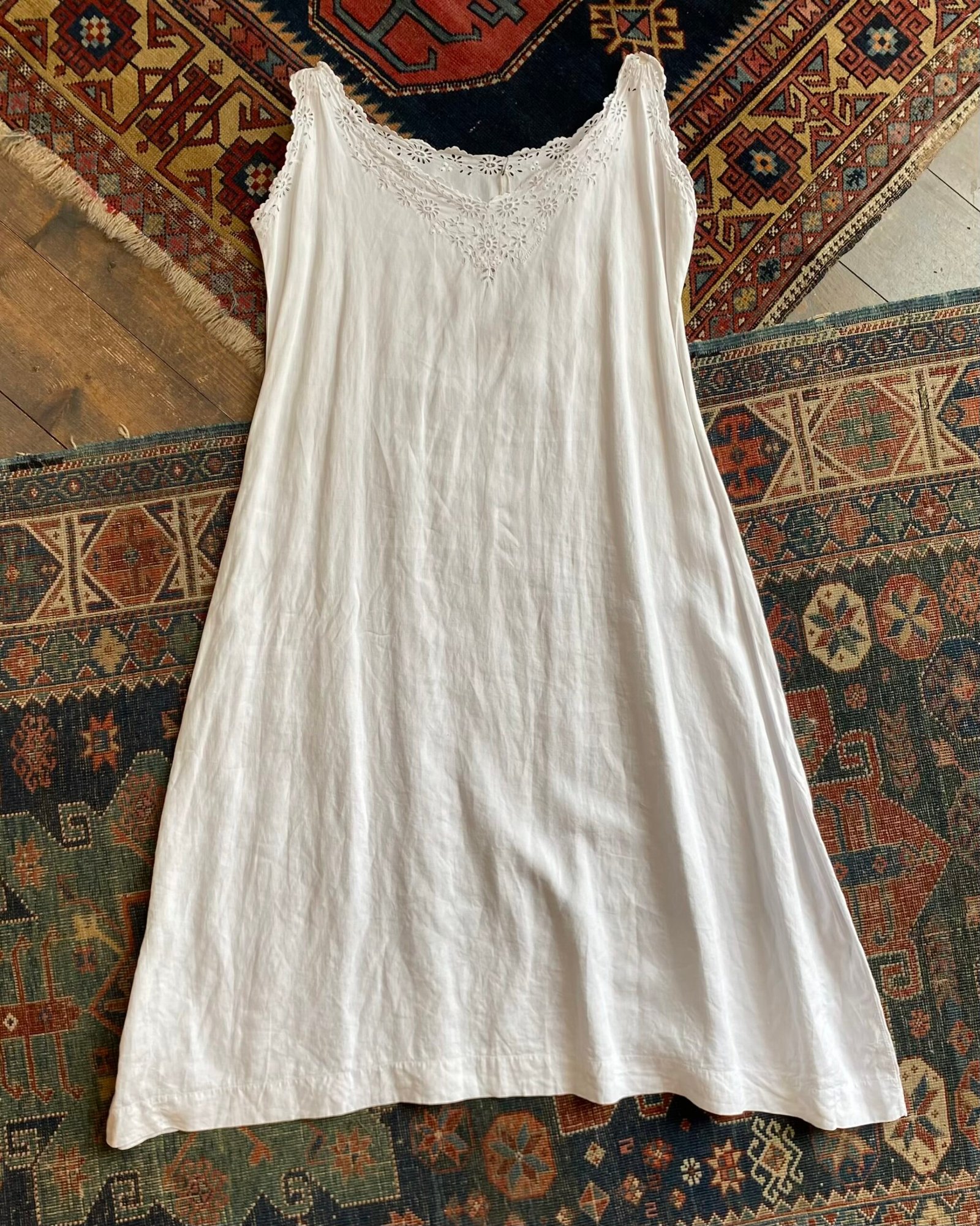 Broderie Anglaise Antique French Cotton Chemise. Medium/UK 12.