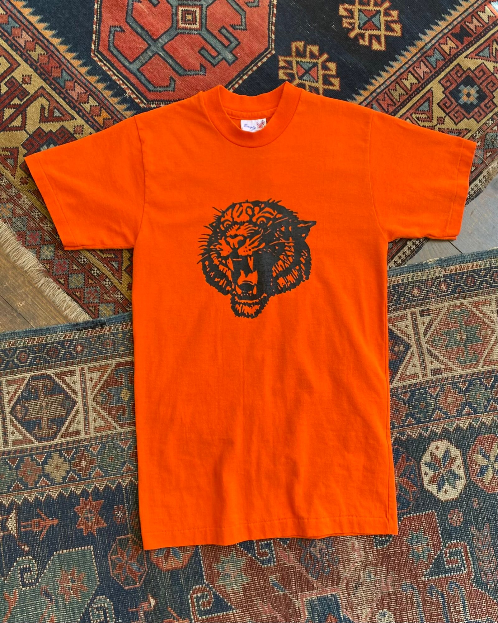 1980s Tiger Print Vintage Single Stitch Tee. Size XS/UK 6-8.